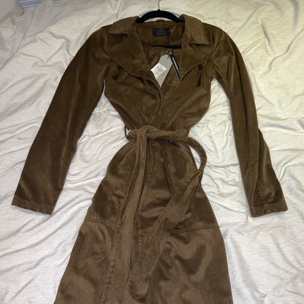 FAUX SUEDE LONG COAT